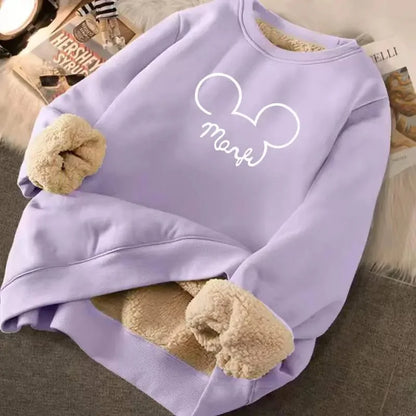 Women’s Cartoon Print Velvet Cashmere Hoodie