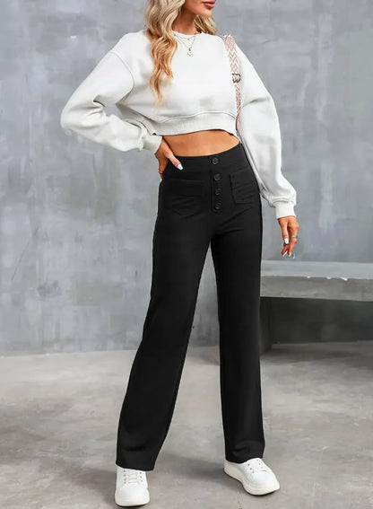 High-Waisted Elastic Pants