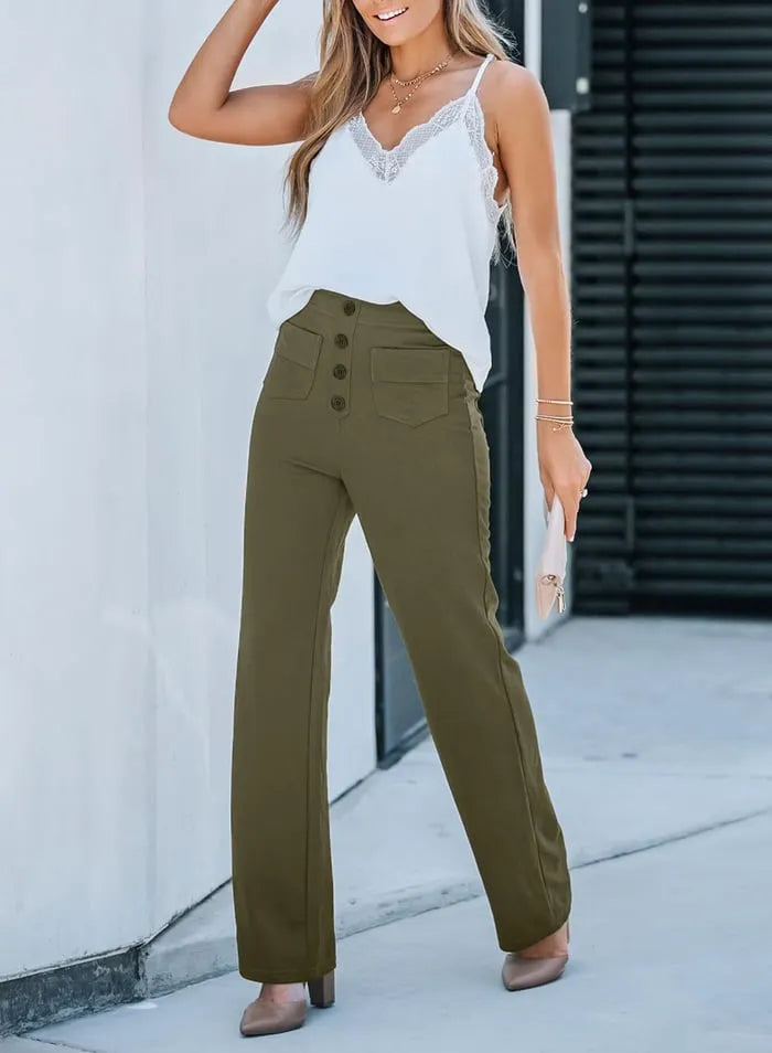 High-Waisted Elastic Pants