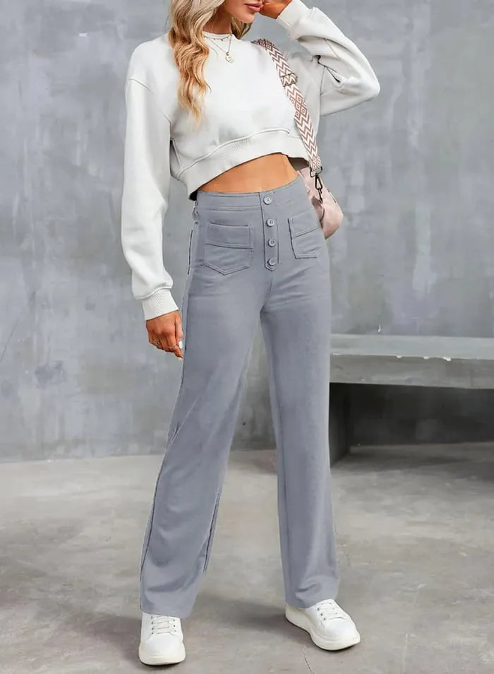 High-Waisted Elastic Pants