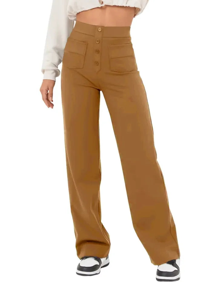 High-Waisted Elastic Pants