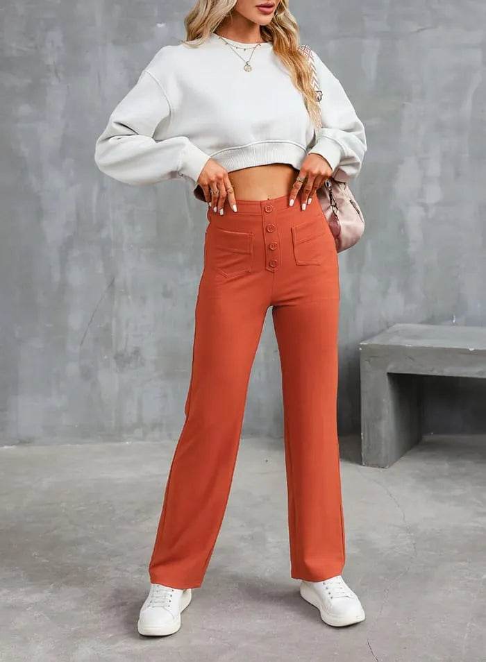 High-Waisted Elastic Pants